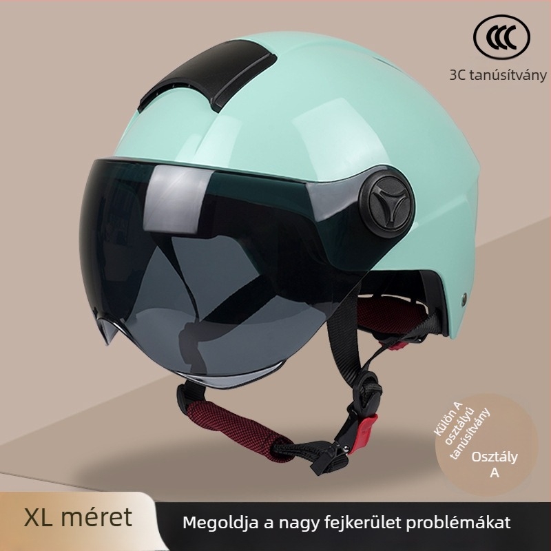 Plusz méretű 3C-s tanúsítványú teljes arcú sisak elektromos járművekhez, felnőtteknek, kerékpárhoz, motorkerékpárhoz és robogóhoz, UV-védelem