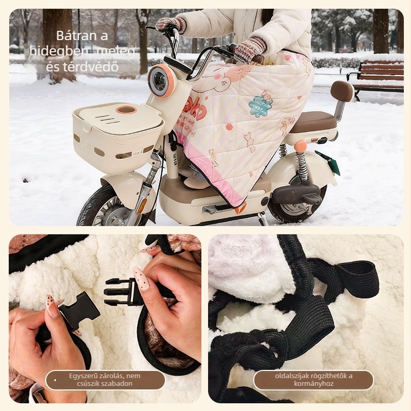 Vastag fleece takaró elektromos kerékpárhoz, térdvédővel, uniszex téli meleg