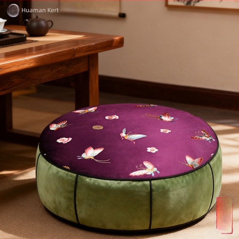Kerek ülőpárna a nappaliba, tatami stílusú, lábtámasz és futon párna, kínai stílus, prémium körkörös ülőpárna
