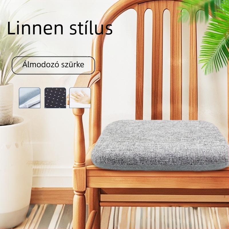 Len anyagból készült ülőpárna, szivacstöltettel, egyszínű, nappali, iroda vagy étterem számára — új kínai stílus