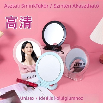 Asztali kétoldalú nagyító tükör, összecsukható, akasztó kialakítással, alumínium lencse, keret PU/PS/PVC