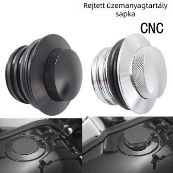 Harley‑Davidson CNC üzemanyag-tankfedél – retro stílus, nyomásos nyitású