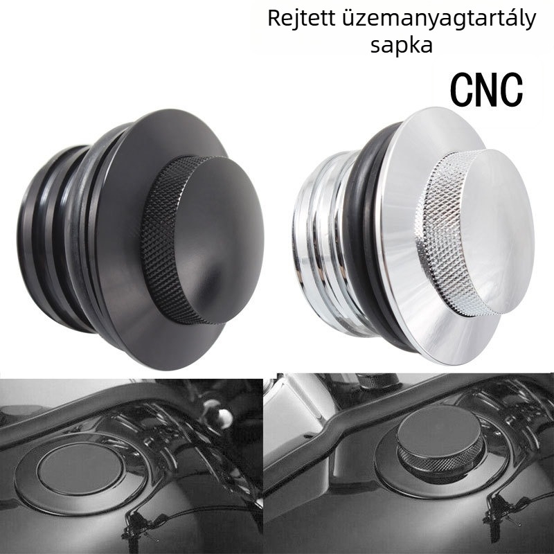 Harley‑Davidson CNC üzemanyag-tankfedél – retro stílus, nyomásos nyitású