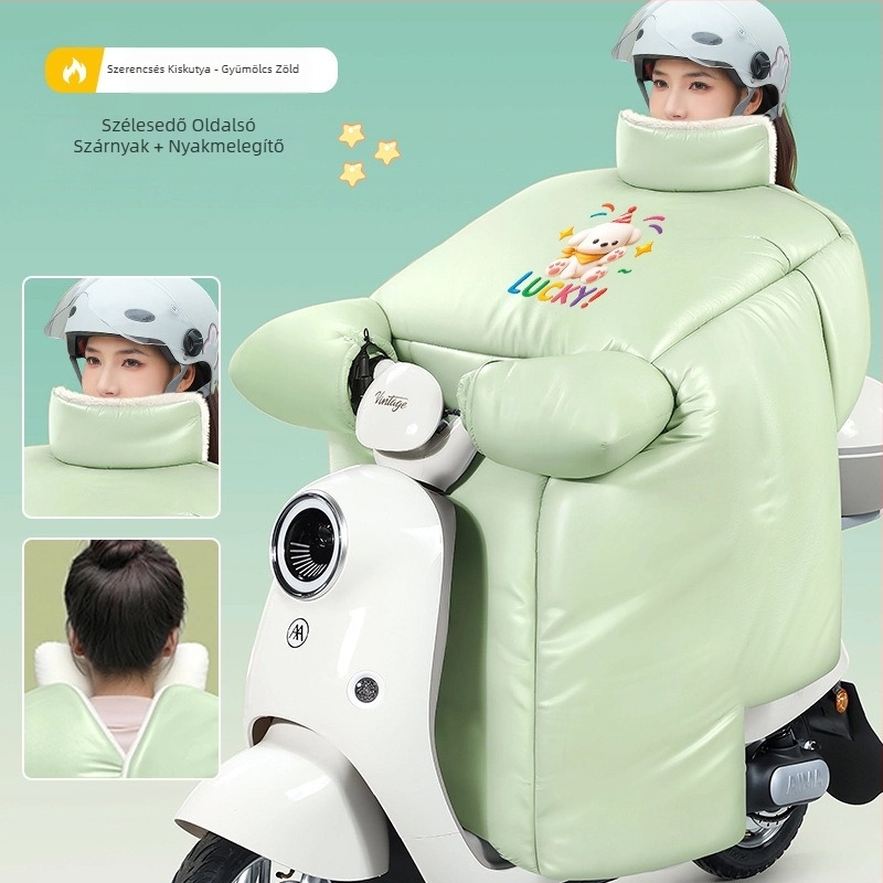 Elektromos járművek szélvédővédője – téli erősített változat, vízálló, anyag: cápa bőr, alkalmas elektromos robogók és motorkerékpárok számára, egész évben használható