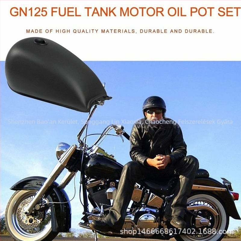 Motorkerékpár üzemanyagtartály, univerzális retro-modifikált GN125, tankfedéllel és olajkapcsolóval, Hongwanda HONGWDA