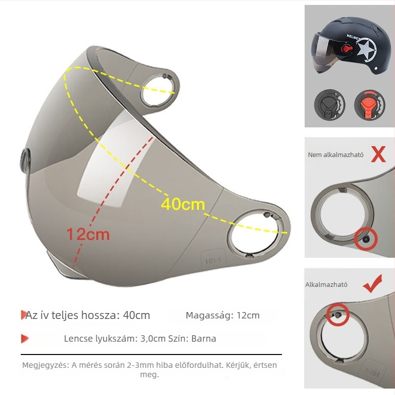 Sisak-lencse maszk UV védelem, anti-fog, HD szélvédő — univerzális motorkerékpár sisak kiegészítő, márka Snow Shadow Maple Bridge, Modell 1212