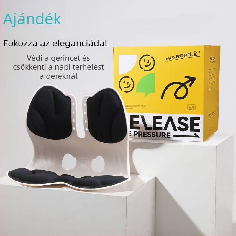 Lumbális támogató párna, megnövelt háttámla, ergonómikus hátsó párna (Anyag: polipropilén; Töltet: poliuretán; Stílus: modern egyszerű; Mintázat: egyszínű)