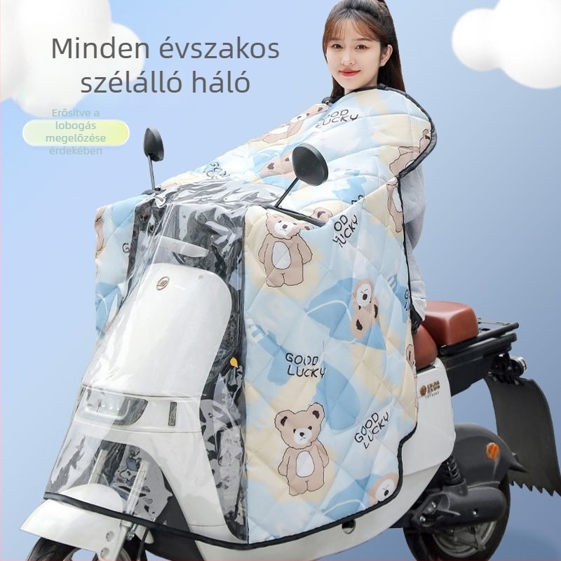 Szélvédő takaró elektromos motorokhoz és robogókhoz, műanyag anyag, közepes vastagság