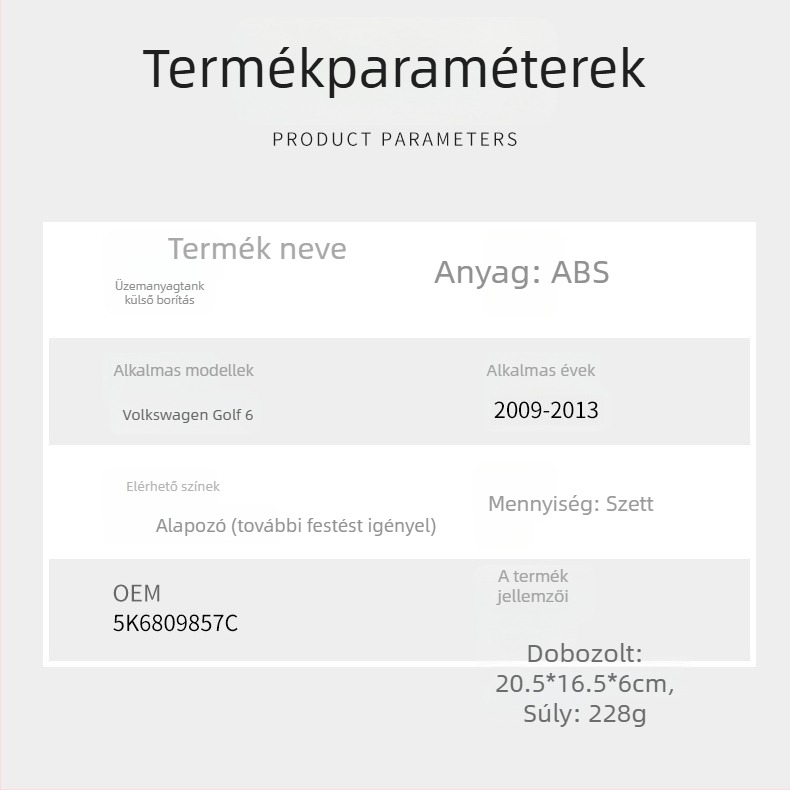 Zárható üzemanyag-feltöltőfedél Volkswagen Golf 6-hoz, műanyag, modell 5K6809857C