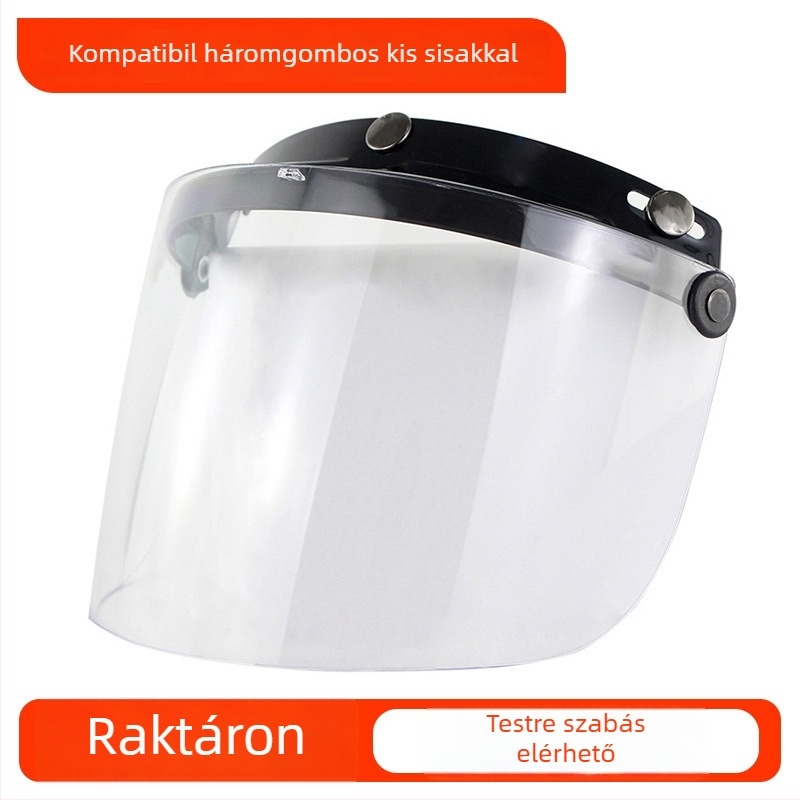 BV03 Motorkerékpár buborékos vizor – retro fél sisakhoz, szélálló, UV-védelem, tükröződésmentes lencse