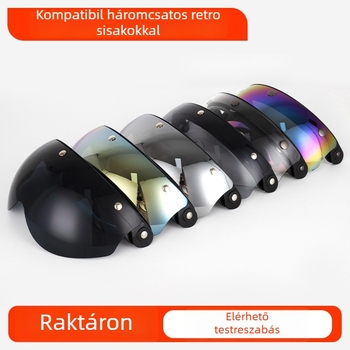 Motorkerékpár sisak lencse fél sisakhoz háromcsatos – TPU anyag, Knight goggles stílus, karcolásálló, szélvédett és szemvédő (BV06)
