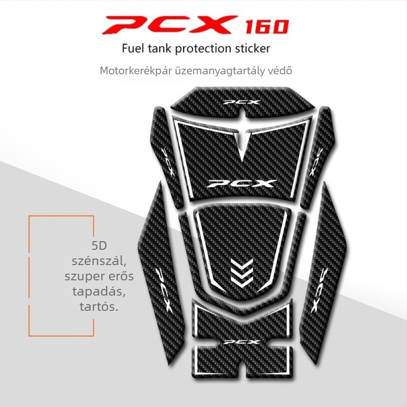 5D szénszálas oldalsó matrica Honda PCX160 üzemanyag-tank fedélhez (2021–2022)