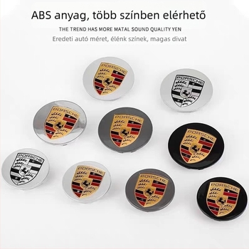 Porsche kerékagy középső sapka logó – műanyag, univerzális kompatibilitás Macan és Panamera modellekhez, cikkszám 867294120050