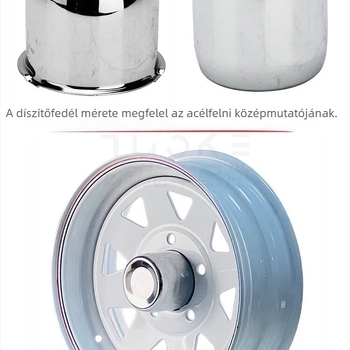 Utánfutó/RV kerékagy dekoratív porvédő, PC anyag, modell: Dekoratív fedél, kompatibilis más modellekkel