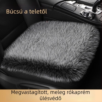 Téli autóülés párna, műszőrme rókafarral, meleg és vastag, csúszásmentes, félfedésű, univerzális.
