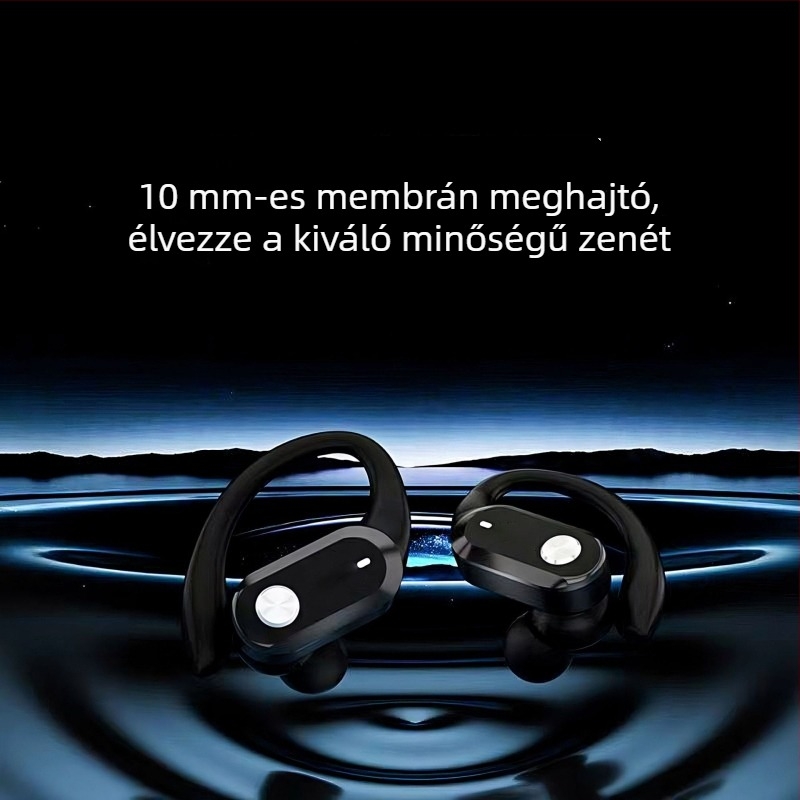 Digitális kijelzős vezeték nélküli Bluetooth fülhallgató, sportos over-ear kialakítás, Bluetooth 5.4, IPX5, üzemideje 4–8 óra