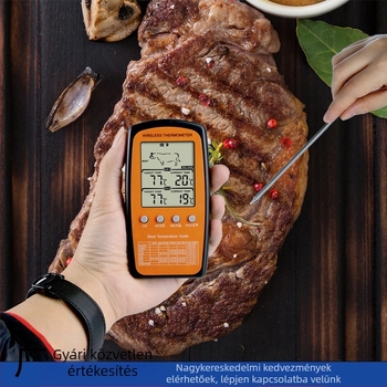 Digitális ételek hőmérő, vízálló testtel, gyors hőmérséklet-olvasás, digitális szondával, konyhai és grill használatra
