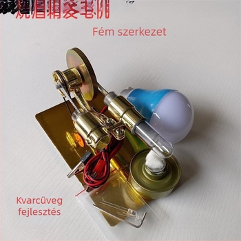 Stirling motoros játékmodell, fémből készült, 61+ éveseknek, oktató célú gőzgép bemutató