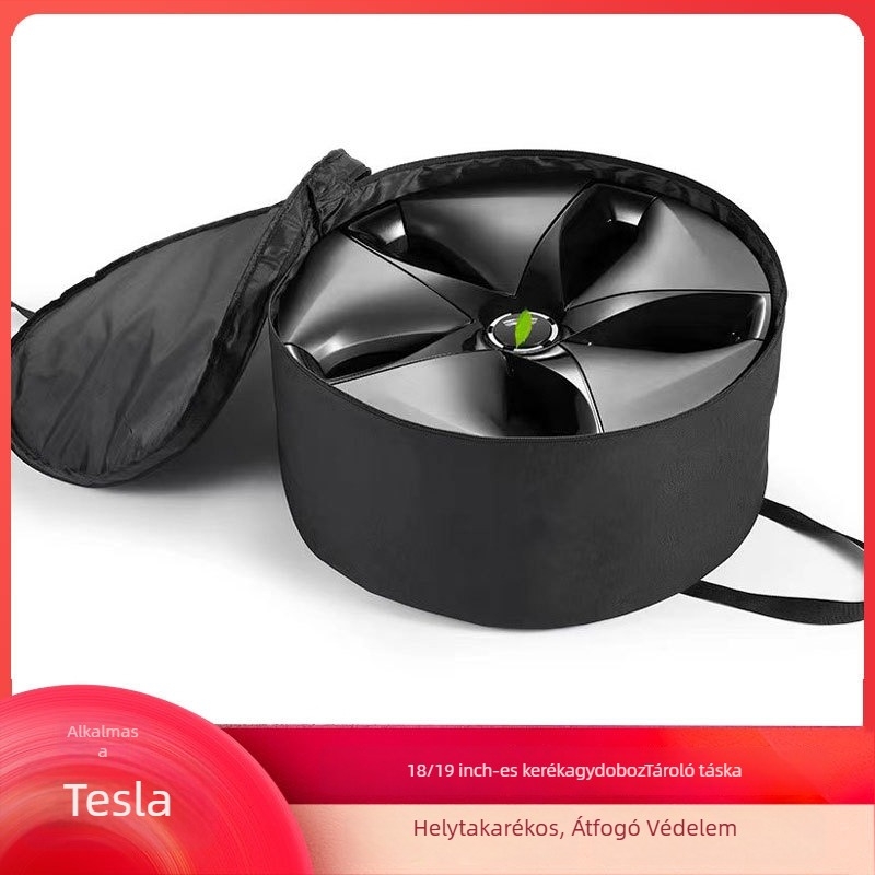 Tesla 18/19 hüvelykes keréktárcsa sapkáinak tároló táskája, többszintes kialakítással Model 3-hoz és Model Y-hez.