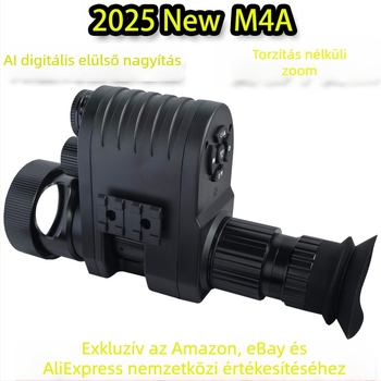 Megaorei M4A infravörös éjjellátó távcső, 1–4× nagyítás, 12 mm objektív, 200–400 m hatótáv, működési feszültség 3,7 V, súly 0,8 kg