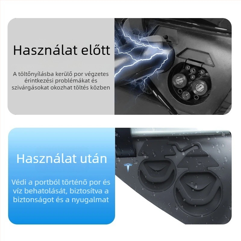 Szilikon töltőport fedél Tesla Model 3/Y-hoz – vízálló, porálló, integrált kialakítás