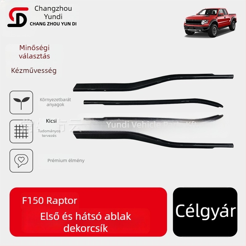 Ford F-150 Raptor ablak trim szalagok, alsó dekoratív ablakcsíkok, 2021–2024 modellhez, automata váltóval kompatibilis, testreszabható