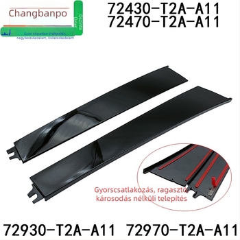 Honda Accord első ajtó ablakdíszléc – bal és jobb, 2014–2018, műanyag, alkatrész számok 72430-T2A-A01 / 72470-T2A-A01