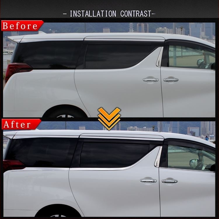 ALPHARD ablakszéli világító szalag — 304 rozsdamentes acél, Toyota ALPHARD 2015–2020