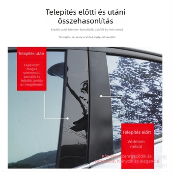 Honda Civic 10–11. generációhoz illeszkedő ablakdíszítő csíkok és középső pillér matricák, fényes fekete (PC)