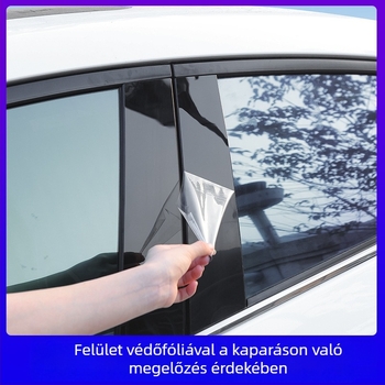 Honda Civic 10–11. generációhoz illeszkedő ablakdíszítő csíkok és középső pillér matricák, fényes fekete (PC)