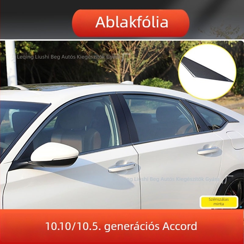 Honda Accord 2018-2022: dekoratív ablaksáv és fényes oldalsó csík a karosszériára – külső felújító kiegészítő