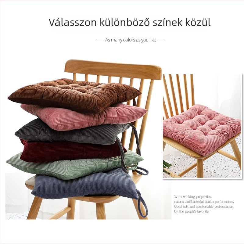 Téli vastag corduroy ülőpárna iroda és osztályterem számára, meleg, négyzet alakú étkezőszék párna, légáteresztő diákok számára