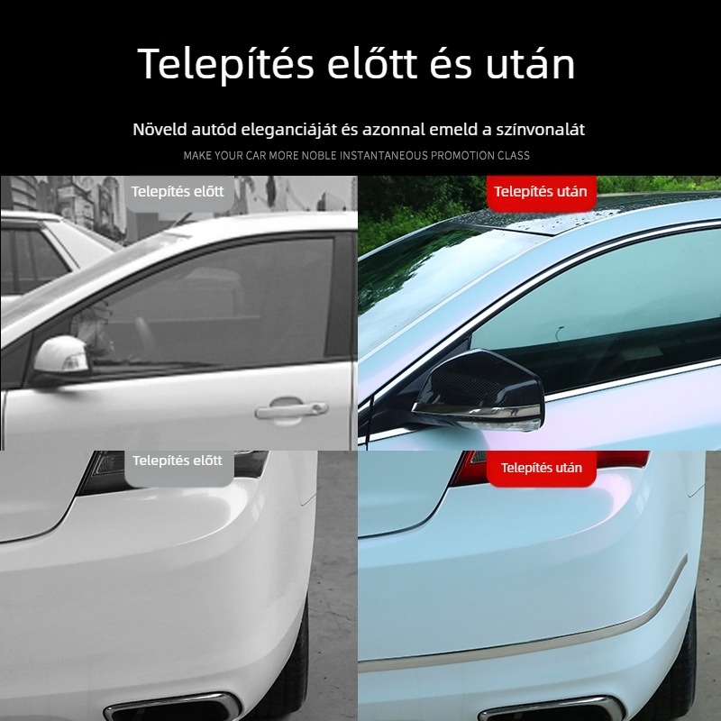 Általános autókrómozott védőcsík – ablak- és karosszériadíszítő csík, lökhárító védelem, karcolás elleni védelem