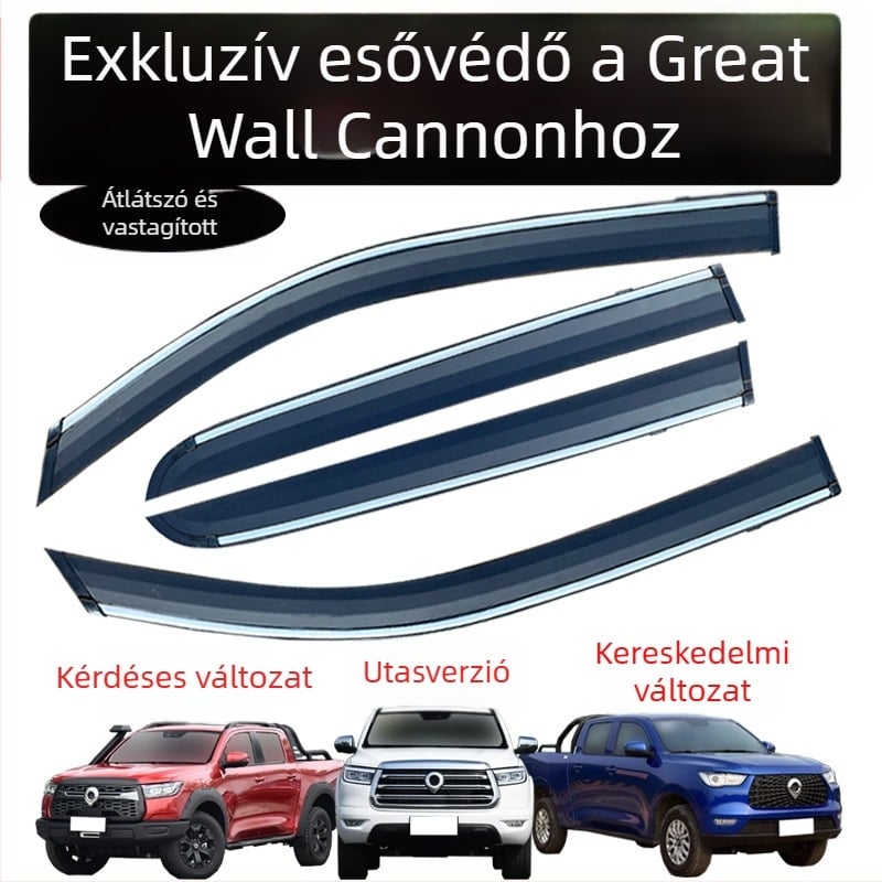 Great Wall Cannonhoz autó esővédő, akril, kampóval és ragasztóval történő szerelés, négy darabos készlet
