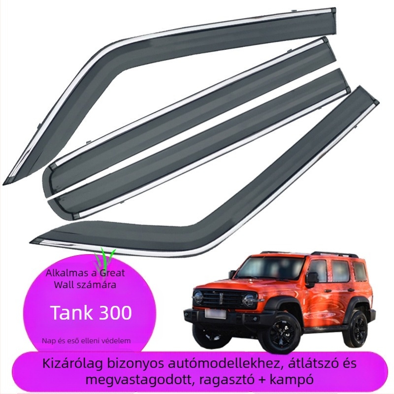Tank 300 ablakához akril esővédő pajzs, telepítés ragasztóval és kampóval, készlet 4 db