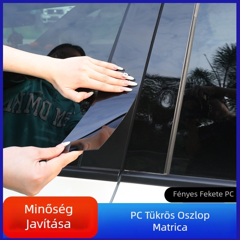 Hyundai i30 középső oszlop matricája (2007–2012), fényes fekete ablakkeret dekoráció