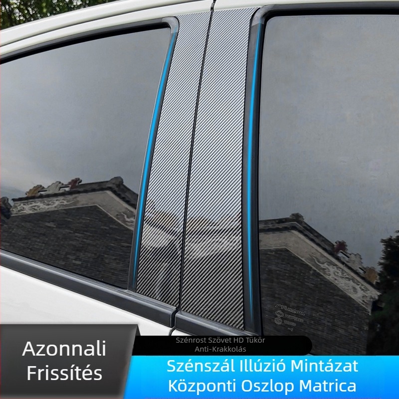 Hyundai i30 középső oszlop matricája (2007–2012), fényes fekete ablakkeret dekoráció