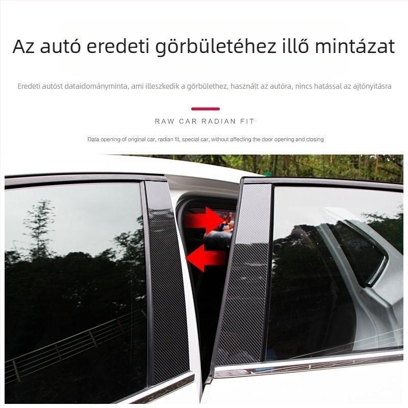 Szénszálas középső pillér matrica – ablakkeretek díszítéséhez, kompatibilis a 2026-os Honda CR-V-vel, Siwei Haoying és az első generációs Fit