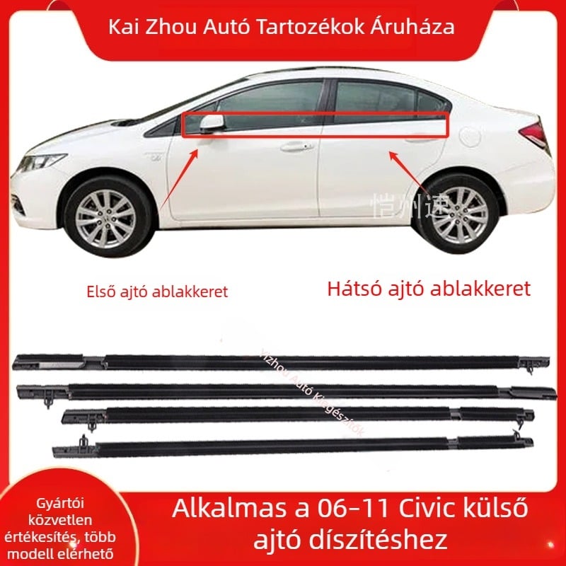 Honda Civic nyolcadik generációhoz (2006–2011) ablaküveg külső tömítés – külső ablakprofil és ajtó vízálló szalag