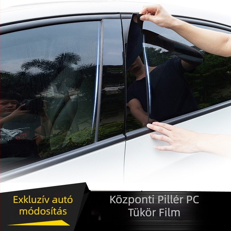 Mazda 3 Axela 2006–2012 ablakdekoráció és oldalsó ajtókeret fedő, fényes fekete középső oszlop matricával