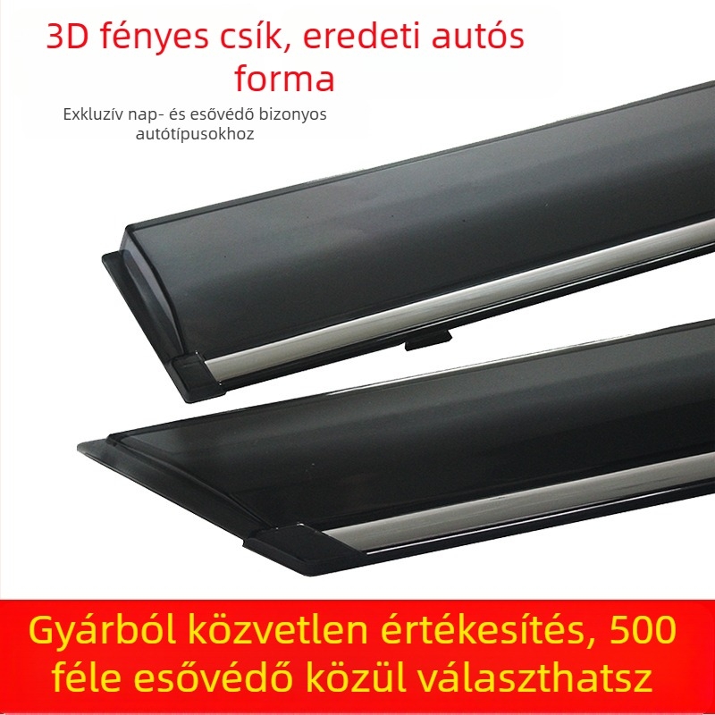 Rozsdamentes acél esővédő sáv a Haval H5 ablakához, öntapadós, 4 darabos készlet, méret 120x100 mm