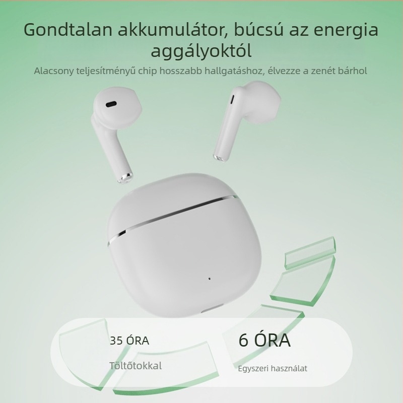 Fél-fülhallgató Bluetooth, ultra-kompakt, Hi-Fi hangzás, sztereó, mély basszus, hosszú üzemidő, zajcsökkentés