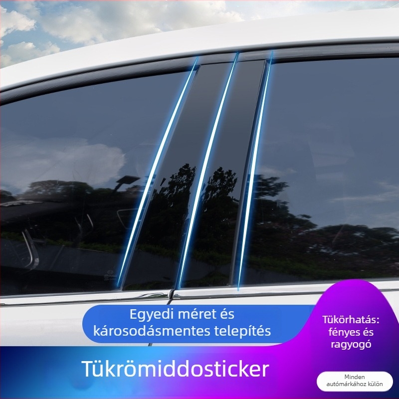 Fekete ablakszépítő sáv és középső pillér matricája Cadillac Escalade 2007-2014