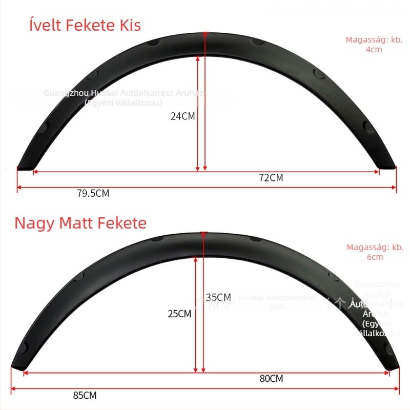 Széles sárvédő ívek sedanokhoz, SUV-khez és terepjárókhoz, ABS anyag, modell: Wide body wheel eyebrow, általános alkalmazhatóság, Guangzhou eredet