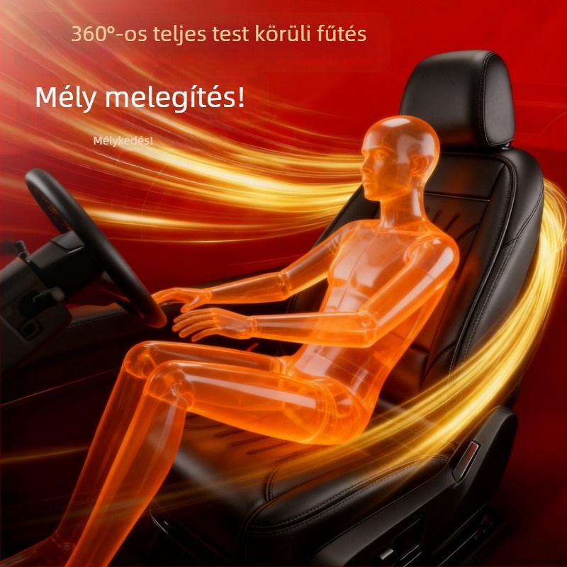 Autó fűtött üléspárna, kötött felület, selyem rost töltet, varrott él, minimalist dizájn, téli fűtés