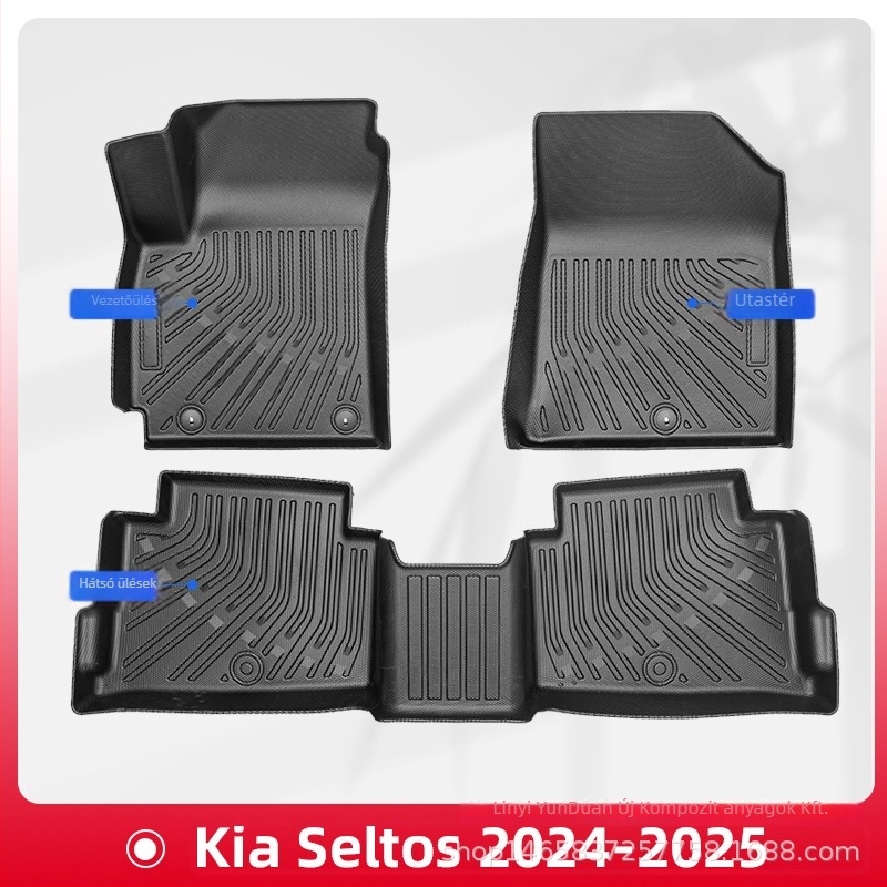 Kia Seltos 2024-2025 Első és hátsó autópadlók, TPE anyag, minden időjárási körülményekhez, 3D láb- és csomagtartó matrac, logó nyomtatás elérhető