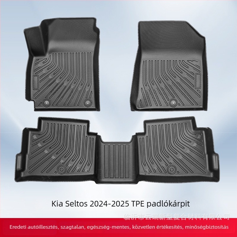 Kia Seltos 2024-2025 Első és hátsó autópadlók, TPE anyag, minden időjárási körülményekhez, 3D láb- és csomagtartó matrac, logó nyomtatás elérhető