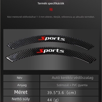 PVC anyagú autó kerékívvédő szalag, epoxy szénszálas kerék szemöldök, általános illeszkedés, 1 pár