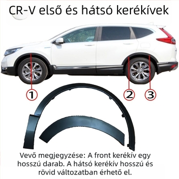 CR-V elő- és hátul kerékív díszítő szalag, 2017-2019, anyag 74115-TME-T01 / 74165-TME-T01, modellek 75390-tla-a01, 75395-tla-a01, 74413-tla-a02