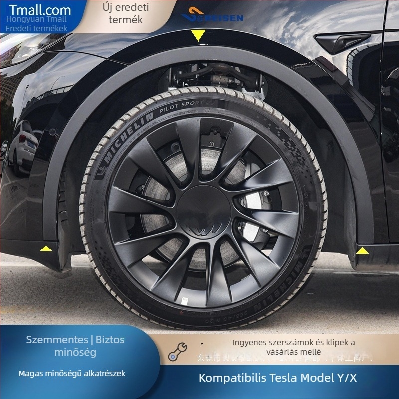 Tesla kerékív díszítő elem rozsdamentes acélból, 4 darabos készlet, modell ATSL Y00, termékkód Ltao712951631406